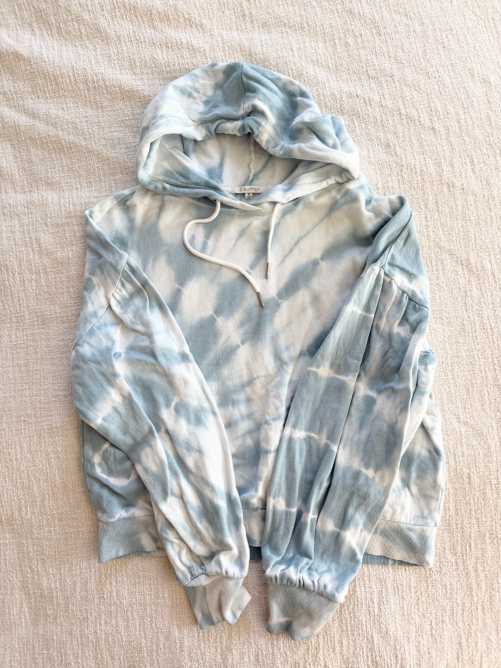 Z Supply Size Medium Light Blue Tie-Dye Hoodie